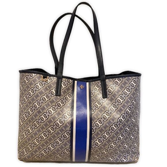 Tory Burch chain-link logo print tote - Picture 1 of 12